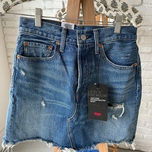Levis Premium High Rise Deconstructed Denim Skirt